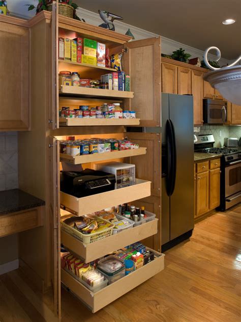 If want to limit your time and money investment, you'll get the most bang for your buck by retrofitting these areas first with slide out cabinet shelves. Pantry Pull Out Shelves