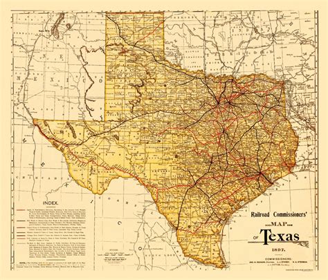 Old State Map Railroad Commissioners Map Of Texas 1897 Old Texas