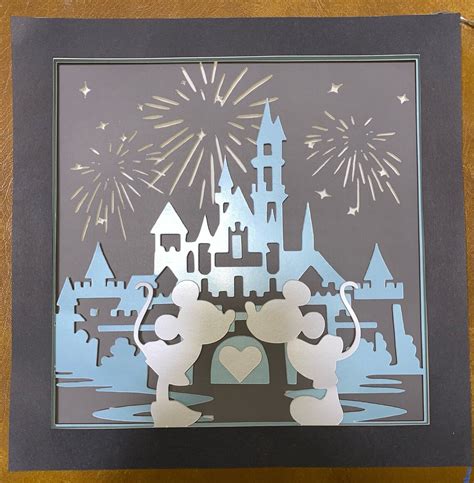 Mickey and Minnie Castle 3D Light Box SVG | Etsy