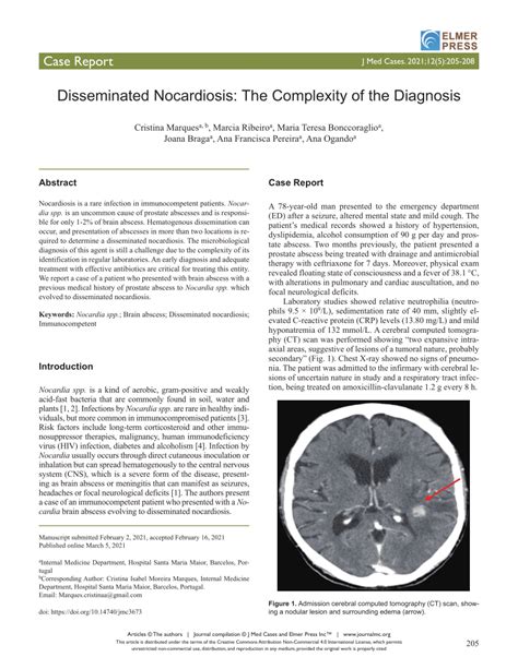 Pdf Disseminated Nocardiosis The Complexity Of The Diagnosis