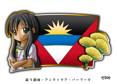 murakami senami 1girl antigua and barbuda black hair crossed arms dark skin flag flower