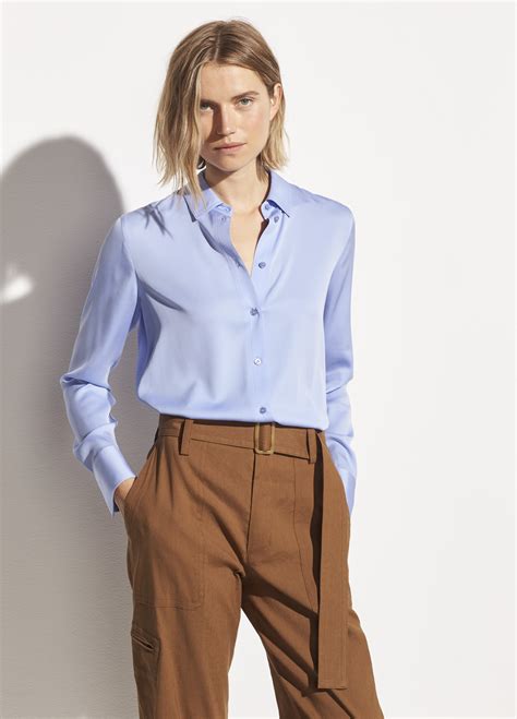 Stretch Silk Slim Fit Blouse for Women | Vince
