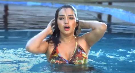 amrapali dubey hot scene in swimsuit bhojpuri actress raising the temperature in pool