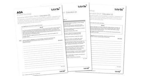 AQA A-Level Sociology Advance Information Shorts 2022 - Education | tutor2u
