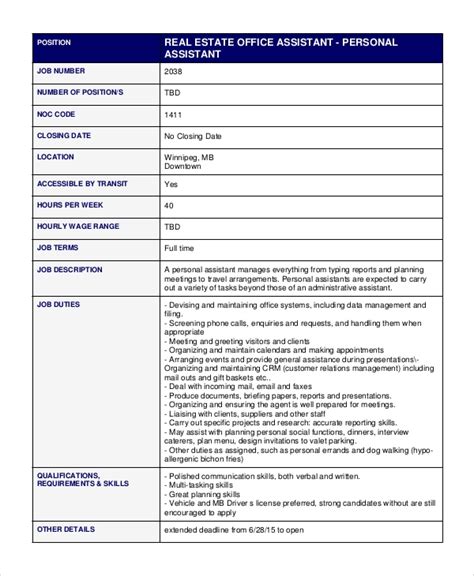 You need to have the passion to teach and change your pupils' lives for the better. FREE 9+ Sample Personal Assistant Job Description Templates in PDF | MS Word