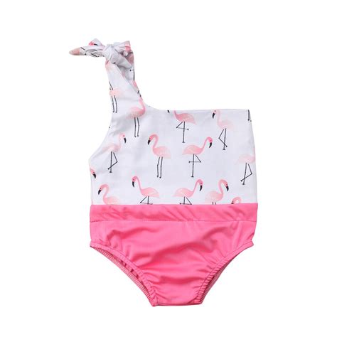 2018 New 1 5y Kid Baby Girls Flamingos One Pieces Swimwear Baby Girls