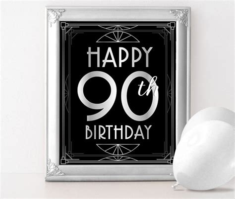 Happy 90th Birthday Sign 90 Year Old Birthday Printables Etsy