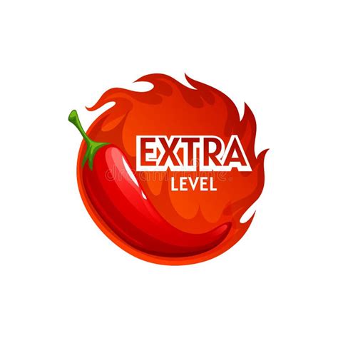 Red Fire Spicy Sign Chili Pepper Extra Hot Level Stock Vector