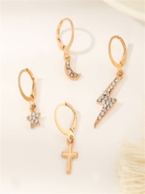 Buy URBANIC Women Set Of 4 Gold Toned Drop Earrings Earrings For