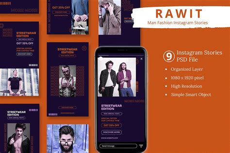Rawit Man Fashion Instagram Stories Illustrator Templates Creative