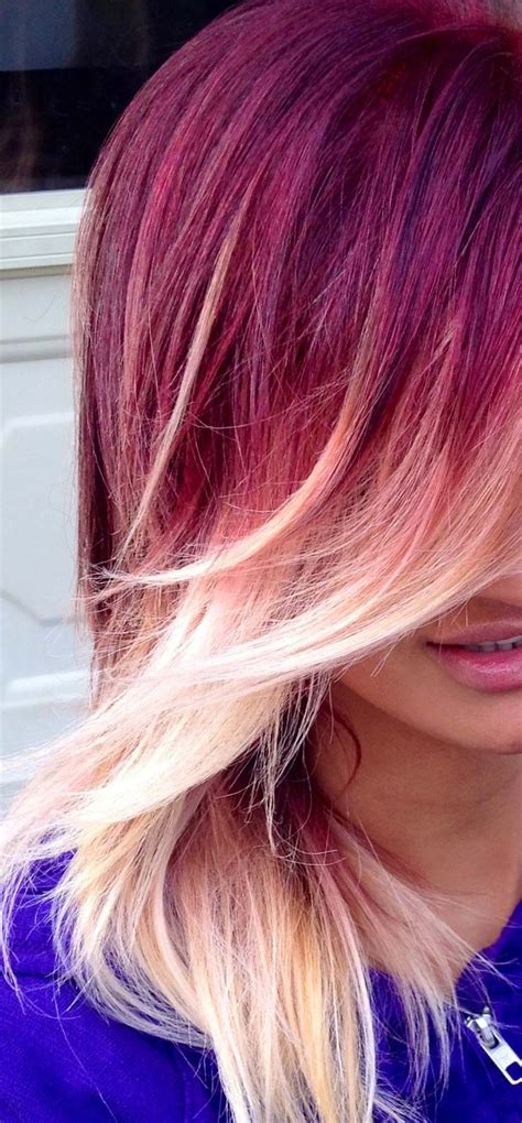 Red And Blonde Ombre Hair Bright Hair Ombre Hair Color