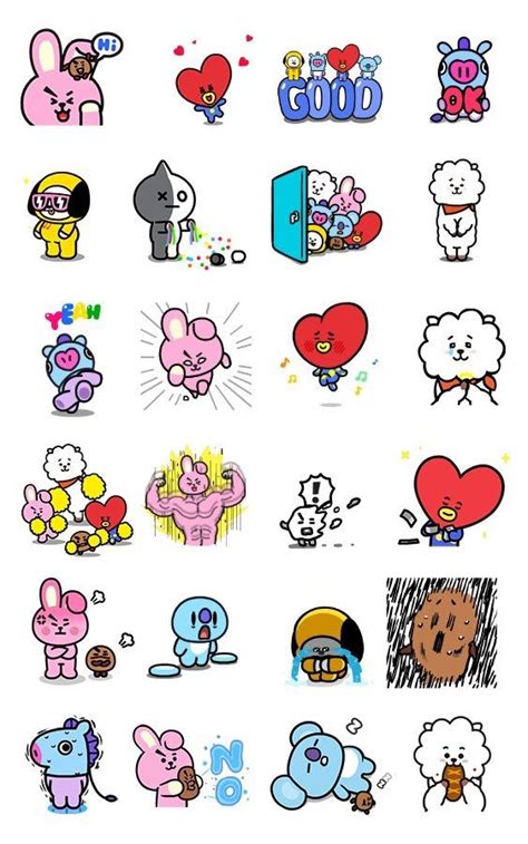 bt21 kartu kartu lucu seni buku