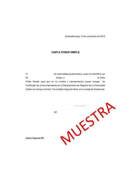 Ejemplo De Carta De Poder En Guatemala