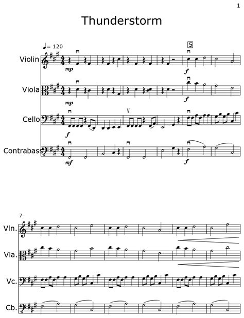 Thunderstorm Sheet Music For Violin Viola Cello Contrabass
