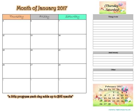January 2017 Monthly Planner Printable 2 Printing Options Included