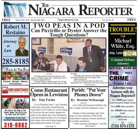 We did not find results for: March 13th, 2019, Edition of the Niagara Reporter Newspaper - The Niagara Reporter