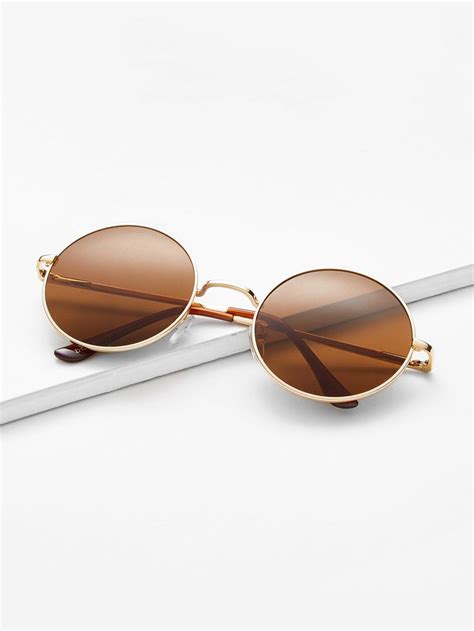 gold frame brown round lens sunglasses round lens sunglasses glasses fashion sunglasses