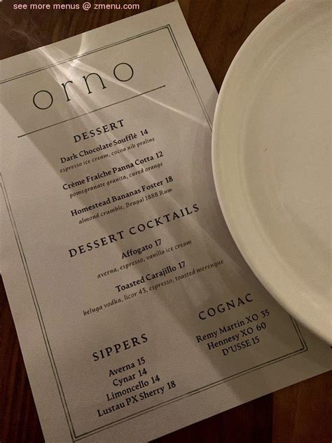 Online Menu Of Orno Restaurant Restaurant Coral Gables Florida 33146