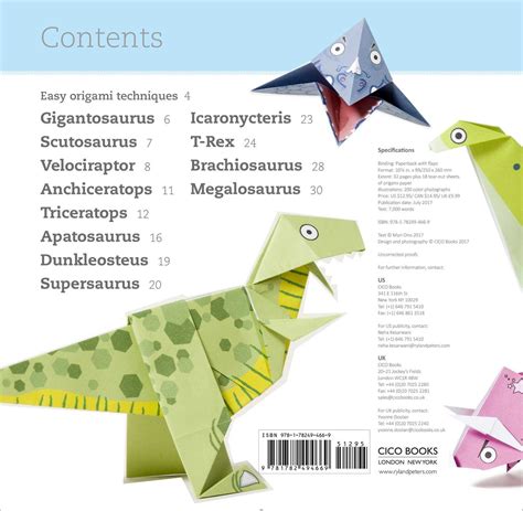 Fun Origami For Children Dino Book By Mari Ono