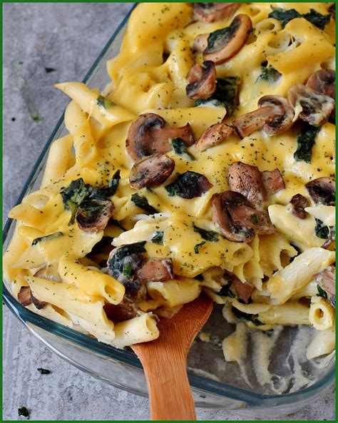 In a large skillet, melt the butter over medium heat; Vegan noodle casserole with mushrooms, spinach ...