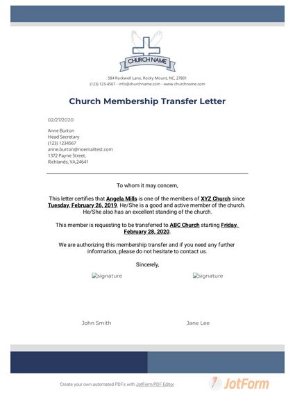 Church Membership Termination Letter Gotilo
