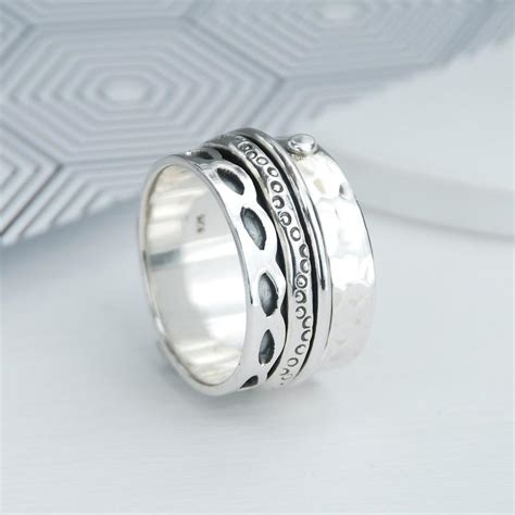 Sterling Silver Spinning Ring Juliet Textured Spinner Fidget Etsy