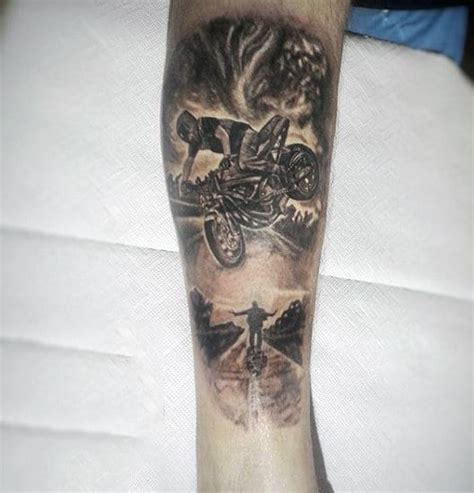 Blue tribal motorcycle tattoo on collarbone. 60 Motorcycle Tattoos For Men - Two Wheel Design Ideas