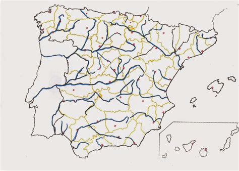 Mapa Mudo Con Rios De España