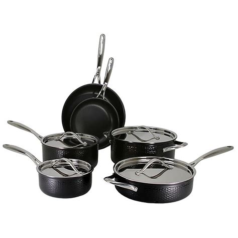 Oneida Tri Ply Hammered 10 Piece Cookware Set In Black Bed Bath And Beyond