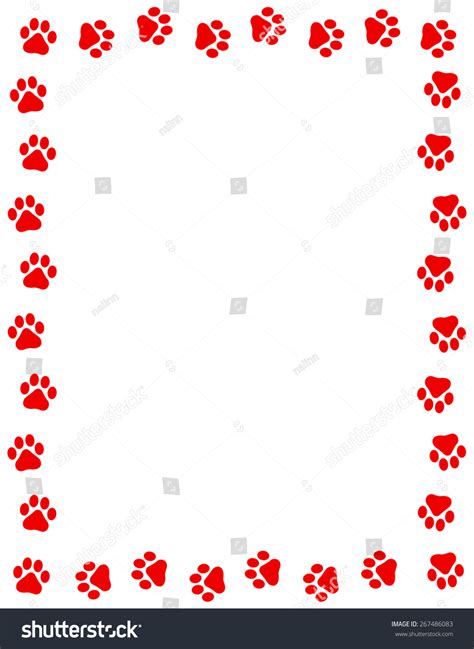 Red Color Dog Paw Prints Frame Stock Illustration