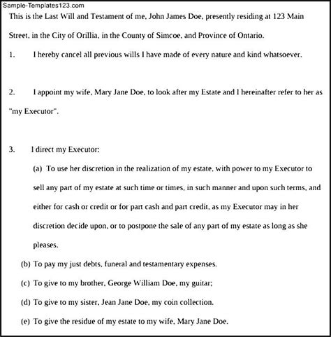 Get the download link here. Declaration of Last Will and Testament - Sample Templates ...