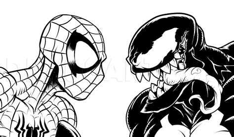 How To Draw Spider-man Vs Venom, Step by Step, Drawing Guide, by