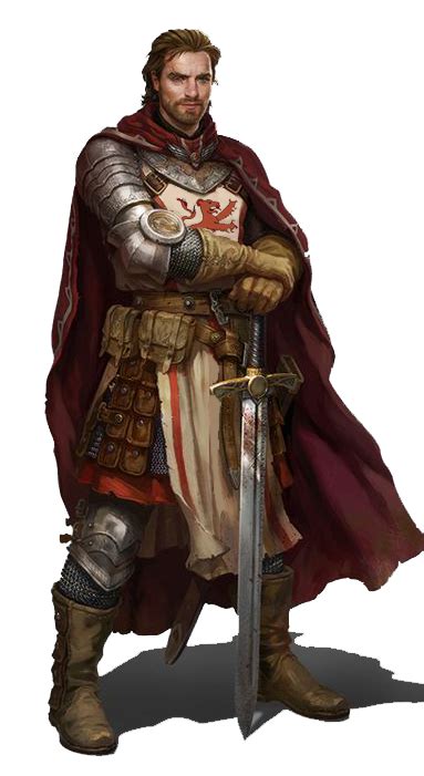 Male Human Fighter Knight Sword Medium Armour Character Art Dnd