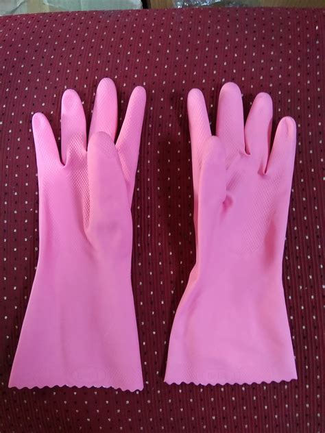 Flock Lined Pink Rubber Gloves Nrf 38 Rs 55 Set Ravi Security Uniform