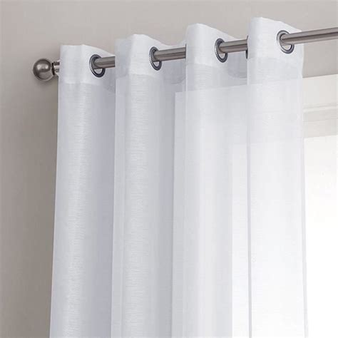 Voilage grande largeur à oeillets etamine givree (300x2cm). Rideaux voilage 140x240 a oeillet, Rideau voilage Blanc ...