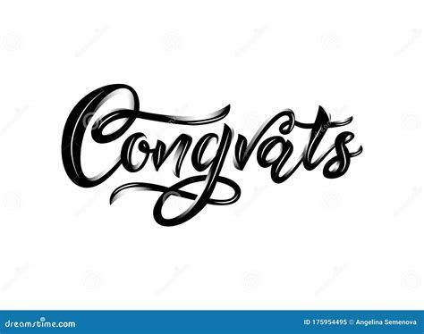 Congrats Modern Calligraphy Hand Lettering Black Color Stock Vector