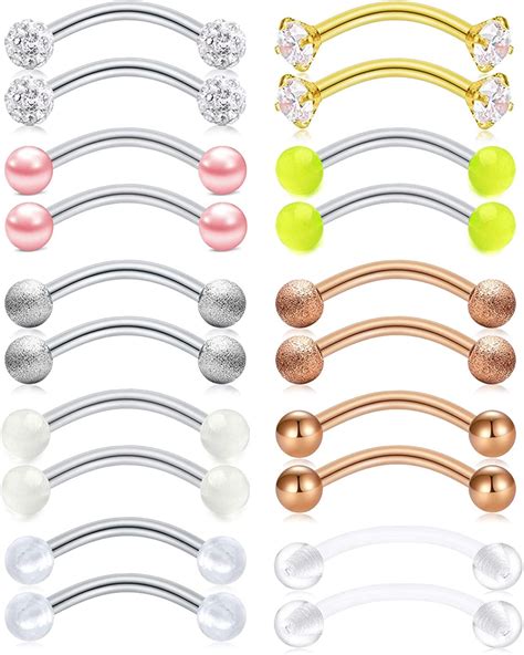 Lauritami 16g Surgical Steel Daith Rook Earring 8mm Curved Barbell