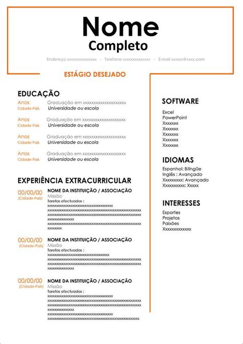 Modelo De Curriculo Para Imprimir Gratis Curriculum Pronto Images