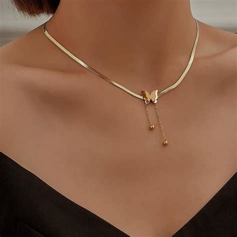 18k gold plated butterfly necklace etsy