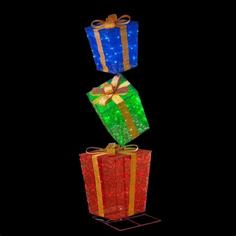 GERSON INTERNATIONAL 72 In H 3 Stacked Lighted Gifts 7031670EC The