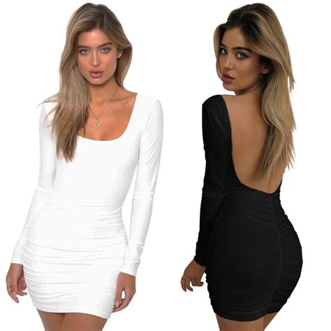 Women Party Package Hip Sexy Dresses Full Sleeve O Neck Short Dress