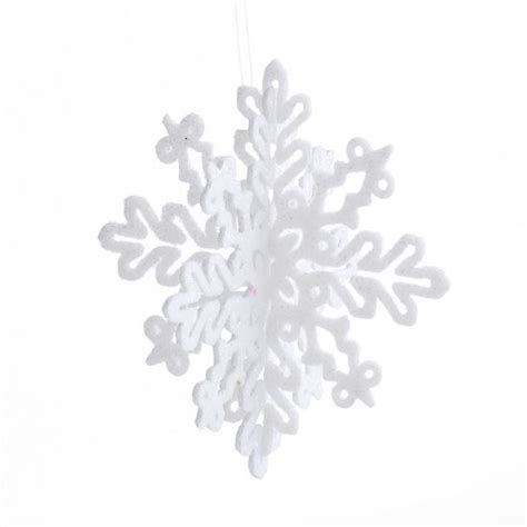 White Interlocking Snowflake Ornaments Snow Snowflakes Glitter