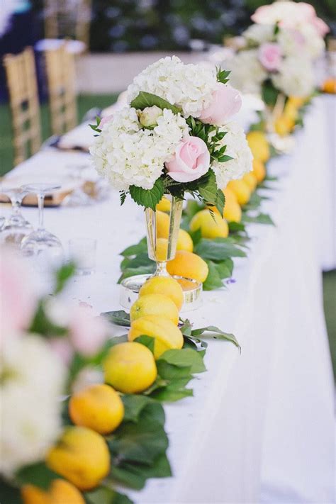 Brighten Up A Pastel Table Setting With Lemons Hydrangea Centerpiece