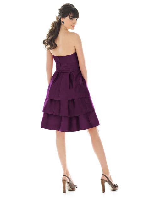 Purple A Line V Neck And Sleeveless Zipper Knee Length Pleated Tiered