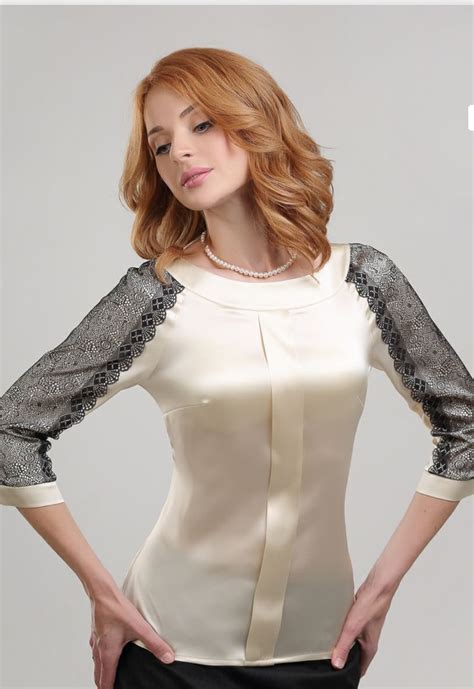 Tight cream satin blouse Блузки Модные стили Длинные рукава блузки