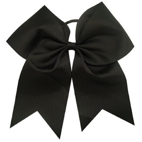 1 Black Cheer Bow For Girls 7 Large Hair Bows With Ponytail Holder Ri