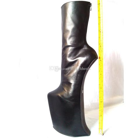 30cm High Height Sex Boots Genuine Leather Platform Hoof Heels Ankle