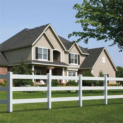 Outdoor Essentials 84 In White Vinyl 3 Rail Ranch Fence Line Post At