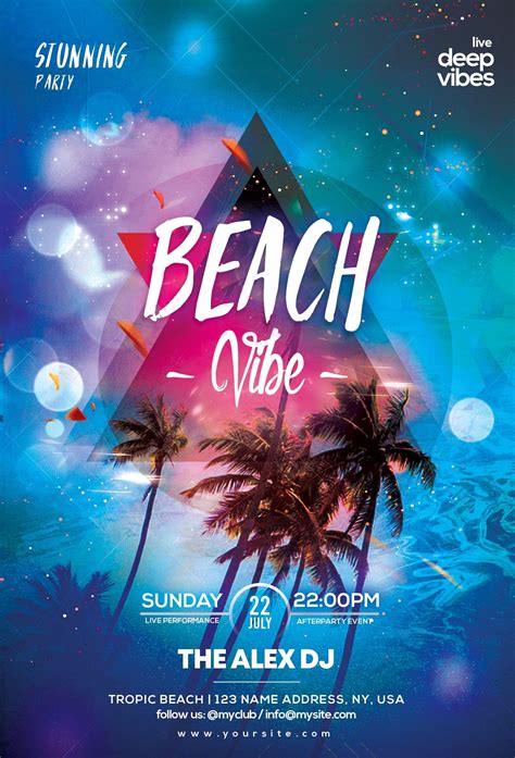 Beach Vibes Party Free Psd Flyer Template Free Flyer Design Flyer And