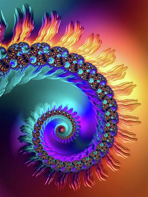 Colorful Fractal Spiral Vertical Digital Art By Matthias Hauser Fine